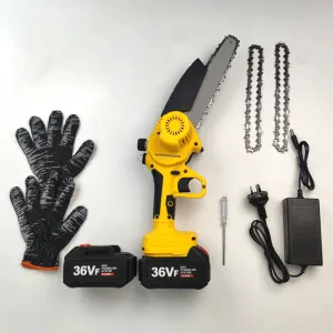 36V 8" Mini Cordless Electric Chainsaw | 2X Battery | 36V Wood Cutter | Rechargeable