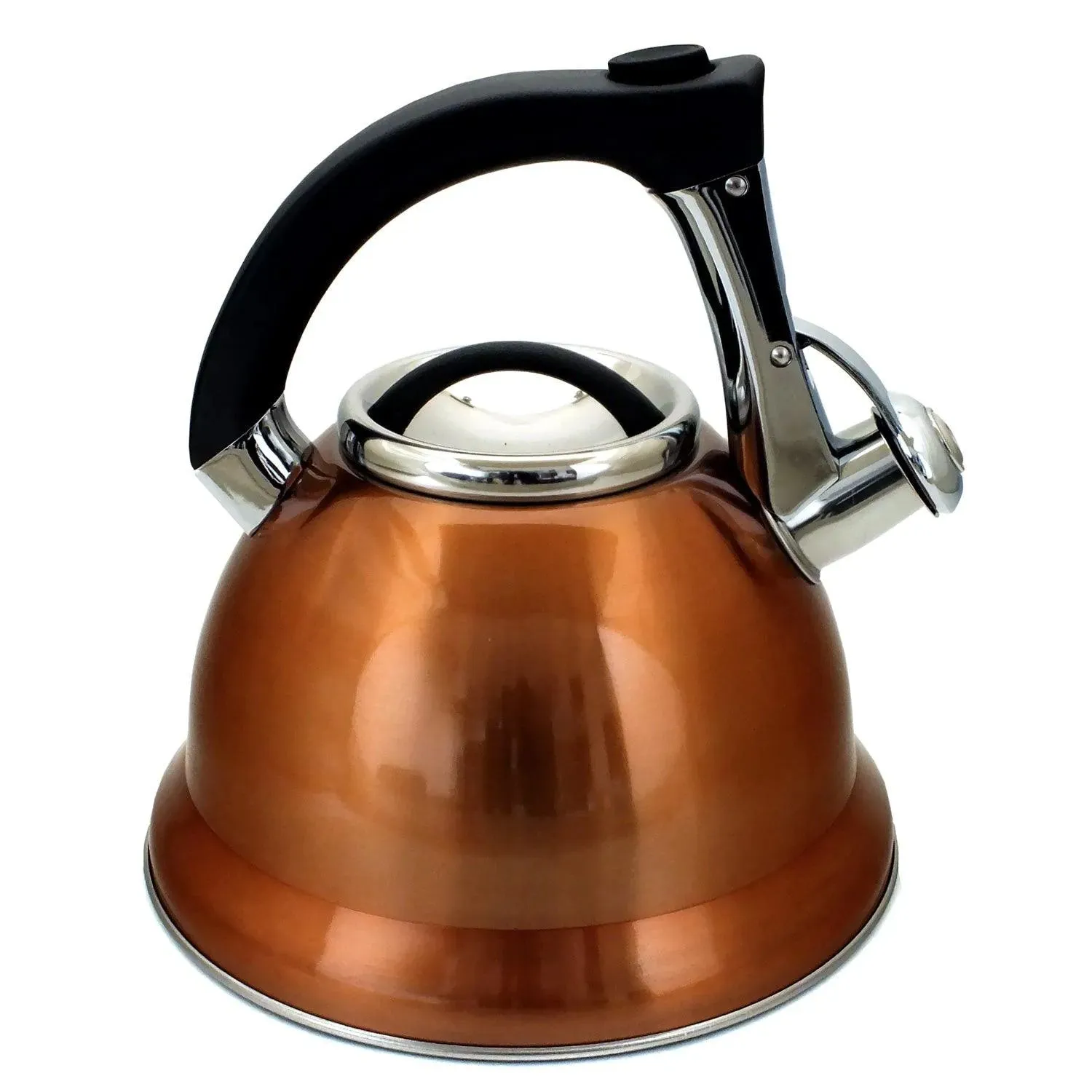 3ltr Copper Whistling Kettle Stovetop Stainless Steel Gas Electric Hobs Voche®