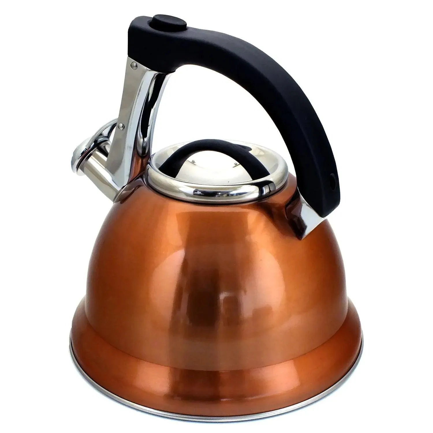 3ltr Copper Whistling Kettle Stovetop Stainless Steel Gas Electric Hobs Voche®