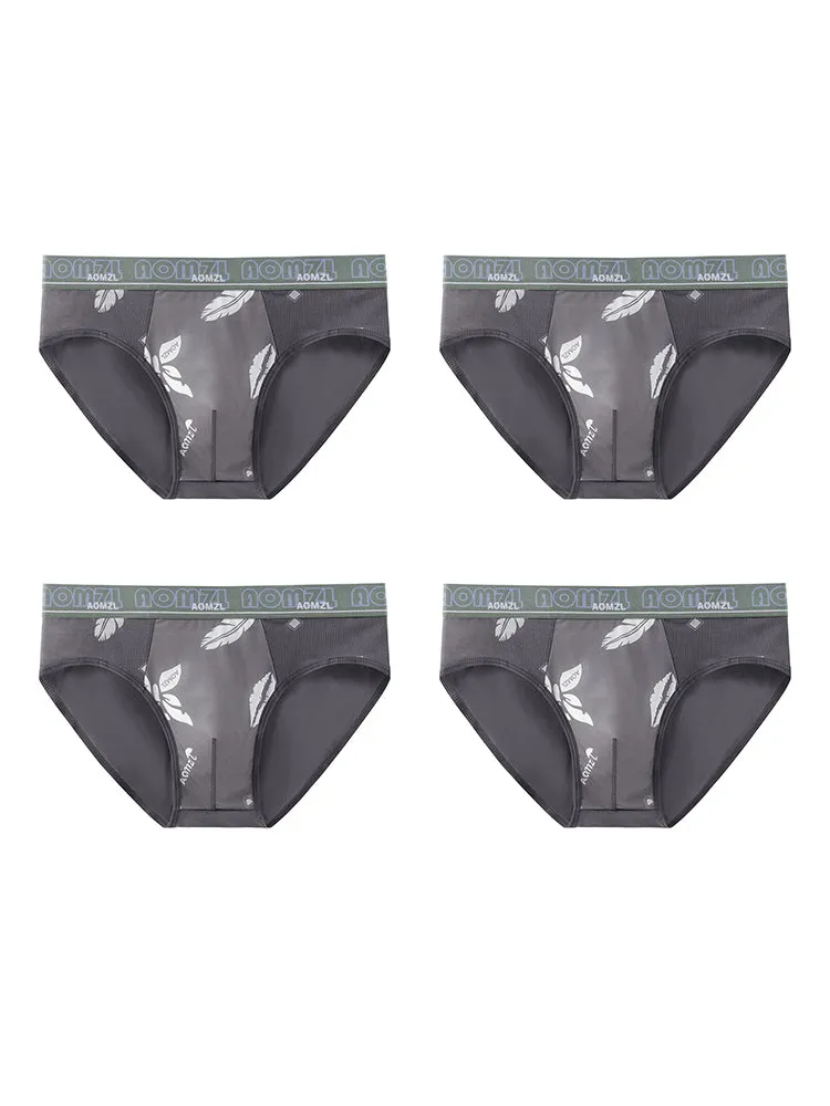4-pack Men's Sexy Leopard Print Ice Silk Mesh Briefs
