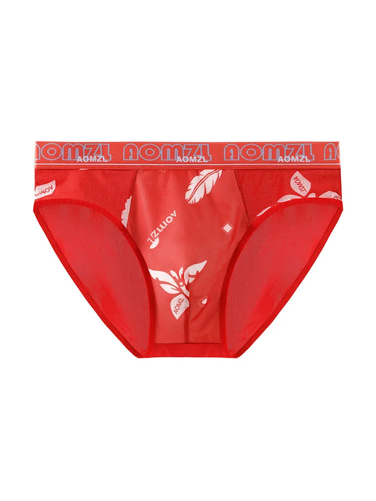 4-pack Men's Sexy Leopard Print Ice Silk Mesh Briefs