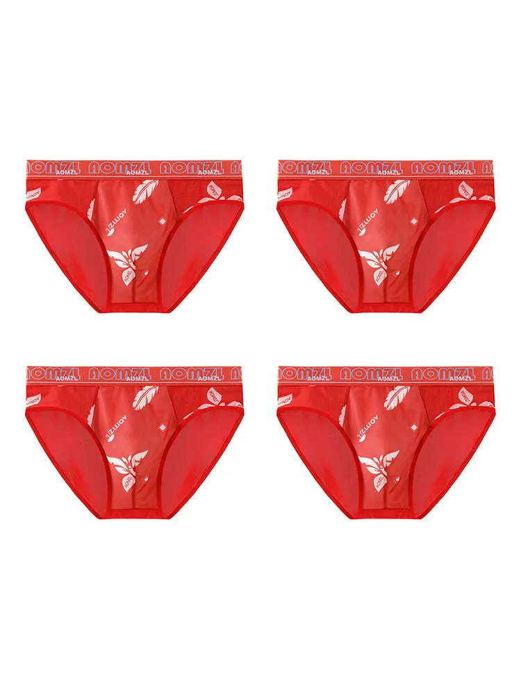 4-pack Men's Sexy Leopard Print Ice Silk Mesh Briefs