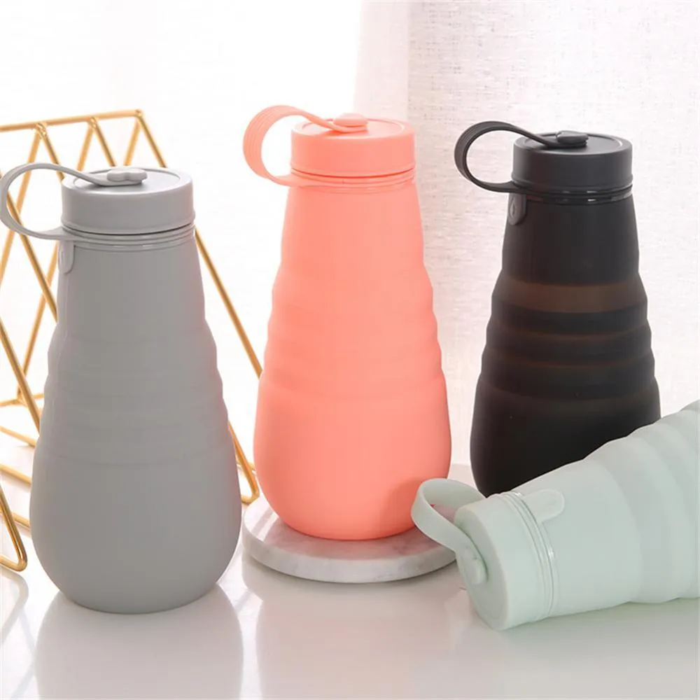 500ml Portable Retractable Silicone Cups Foldable Collapsible Water Bottle Outdoor Travel Drinking Cup For Camping Drinkware Kitchen Gadgets In Summer