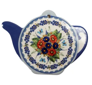 blue ceramic flower kettle trivet