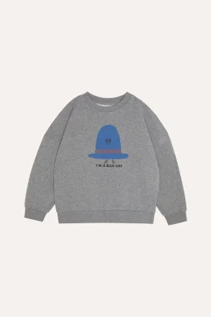 Blue Hat Sweatshirt in Grey