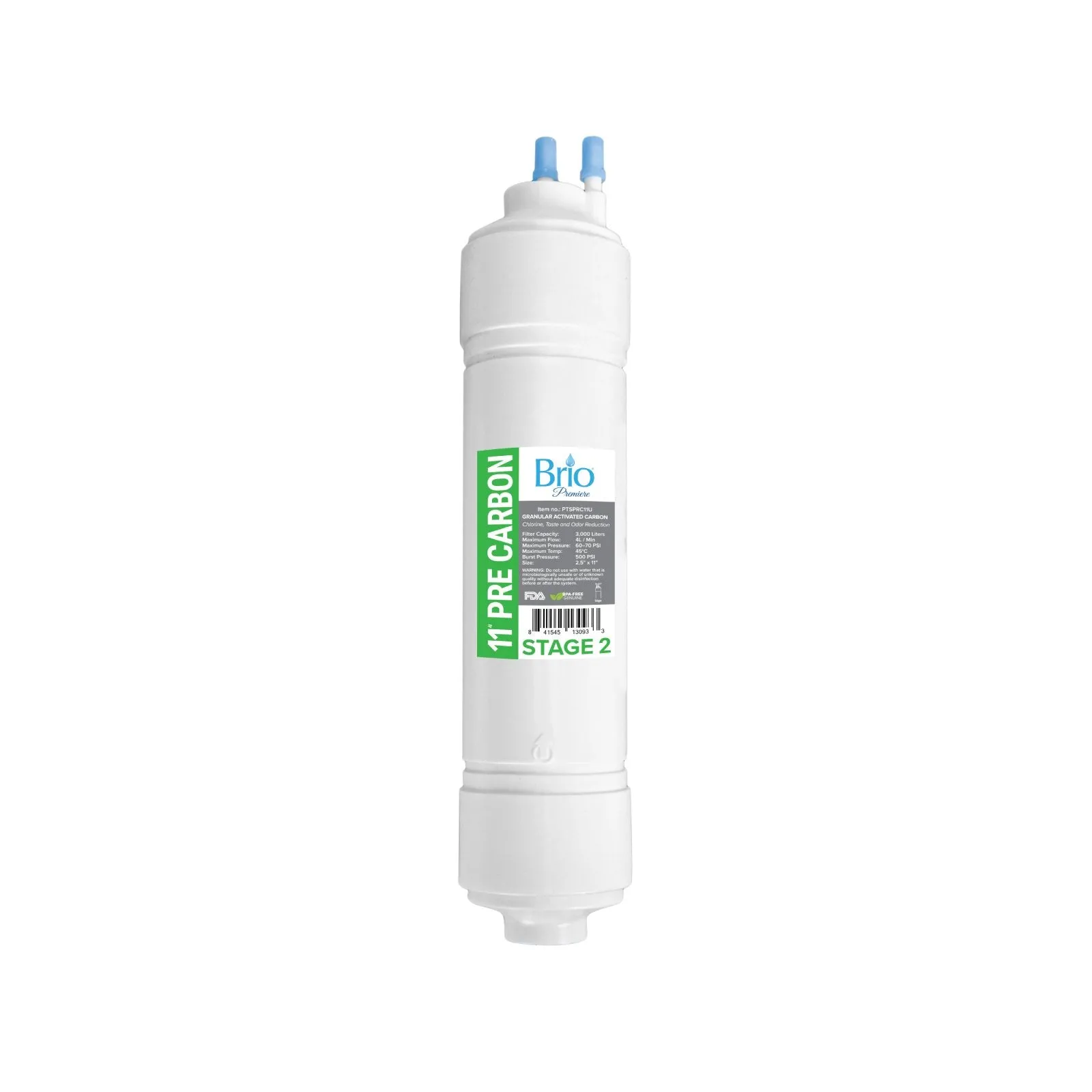 Brio 2.5" x 11" U-Type Pre-Carbon Replacement Filter w/ 1,200 ml capacity
