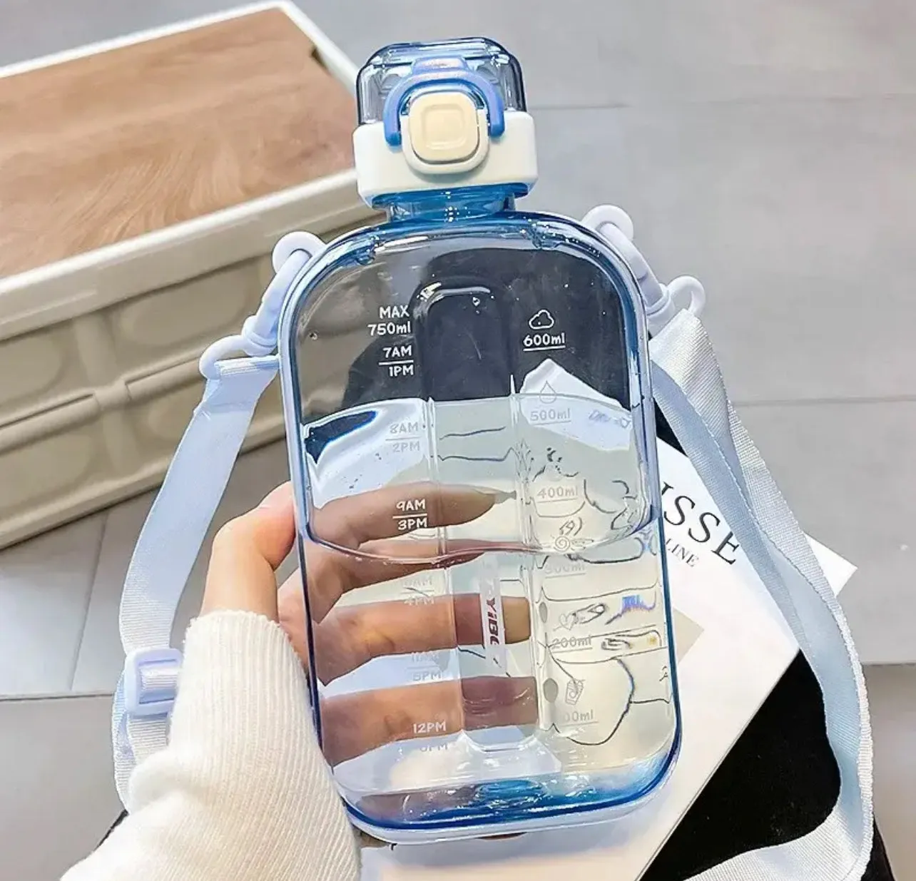 Flat Square Transparent water Bottle