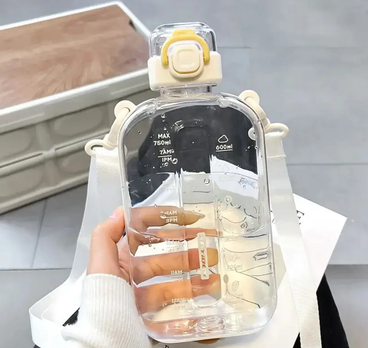 Flat Square Transparent water Bottle
