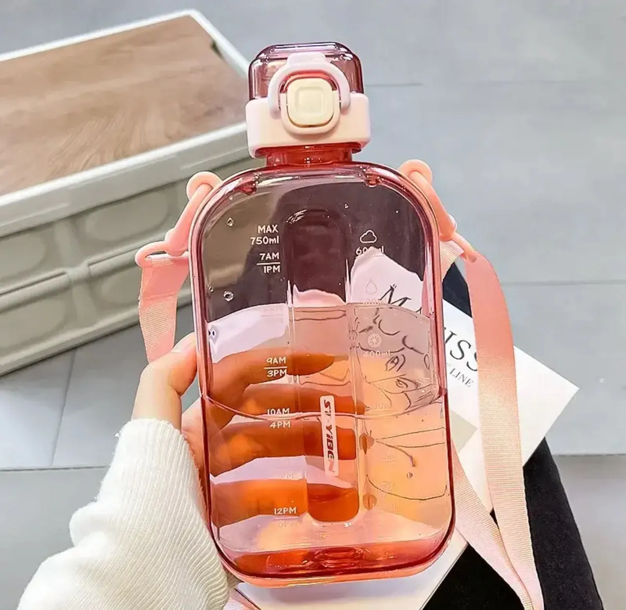 Flat Square Transparent water Bottle