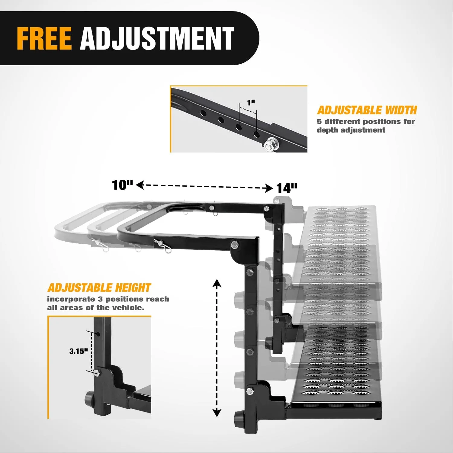 Folding Heavy Duty Tire Step To Fit tires from 10Inch to 14Inch Tire Width