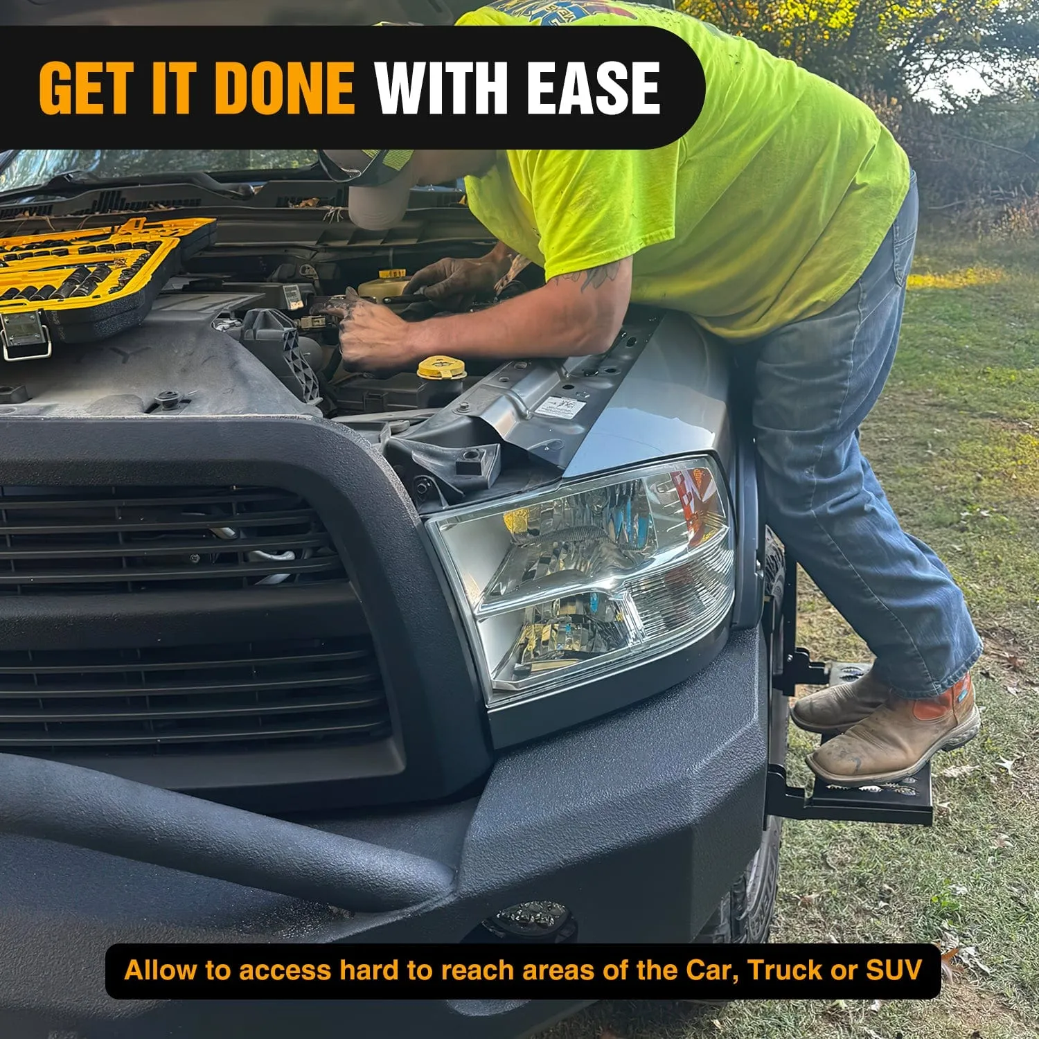 Folding Heavy Duty Tire Step To Fit tires from 10Inch to 14Inch Tire Width