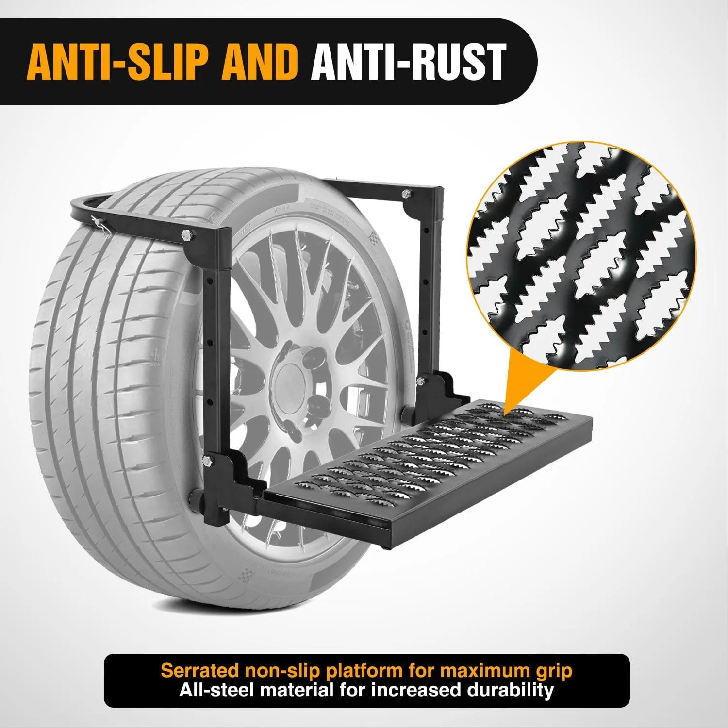Folding Heavy Duty Tire Step To Fit tires from 10Inch to 14Inch Tire Width