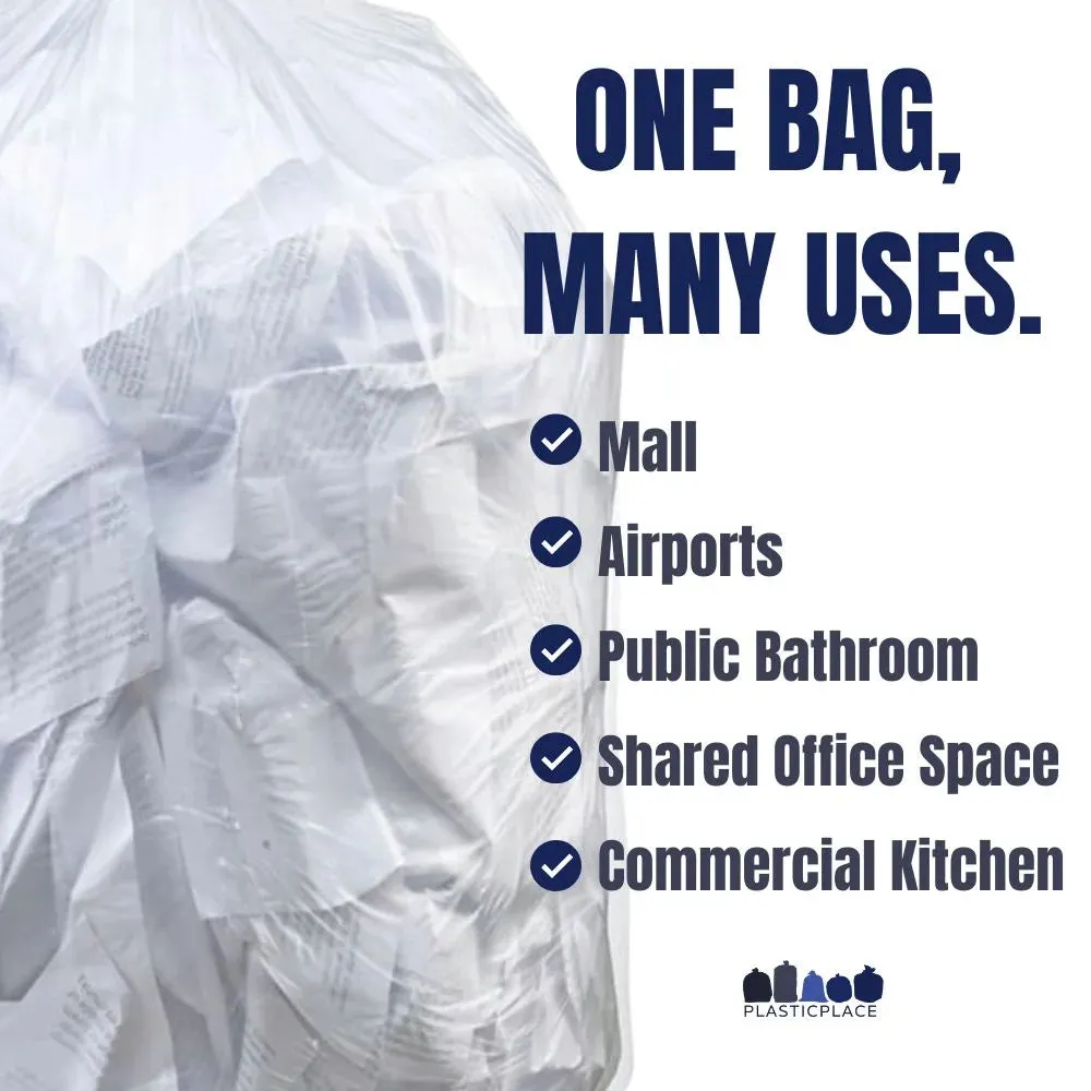 Plasticplace 20-30 Gallon High Density Trash Bags - Clear, case of 500 bags