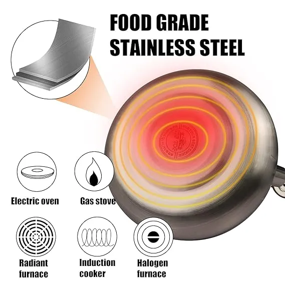 Stainless Steel One Touch Button Whistle Teapot with Anti Scalding Handle-Grey Texture
